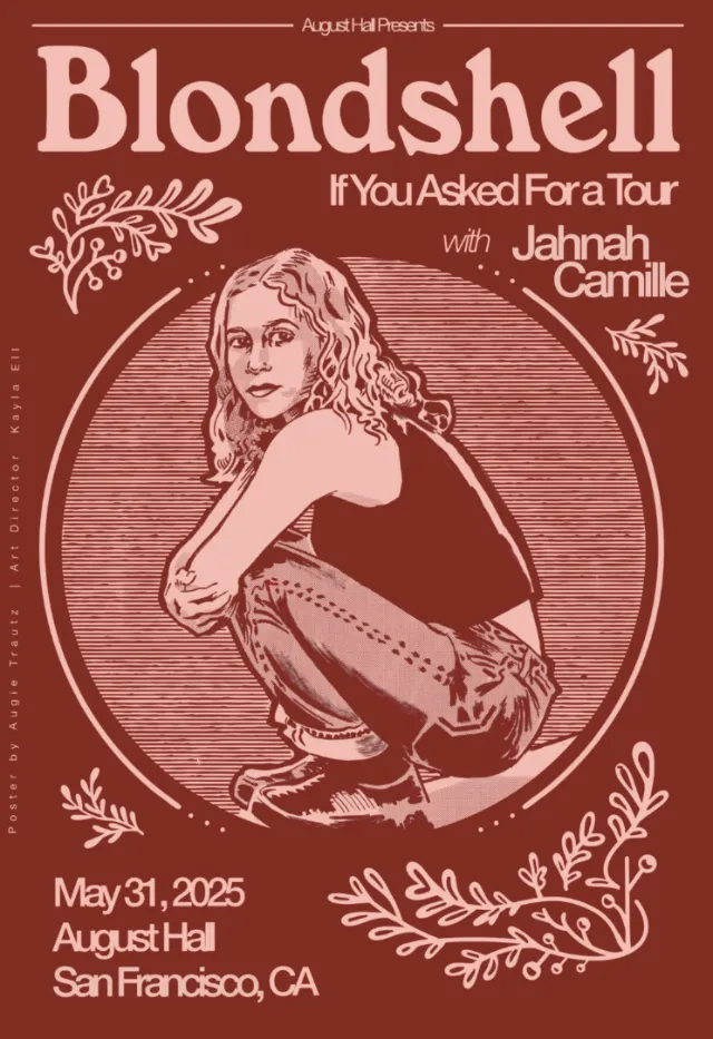 Poster of Blondshell with floral design and tour details by Augie Trautz