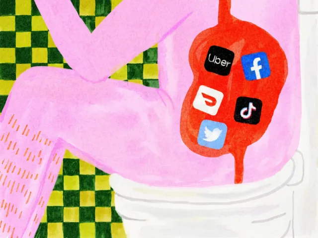 Speculative editorial illustration titled Enshittification by Ollie Wootton