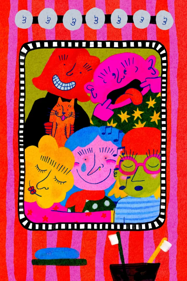 Colorful abstract faces with bright patterns by Ollie Wootton