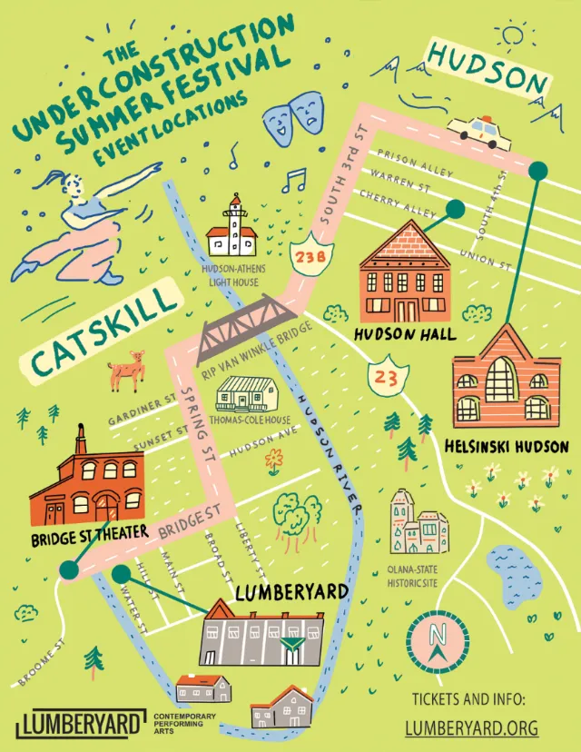 Illustrated map of UnderConstruction Summer Festival venues by Samantha Silverman