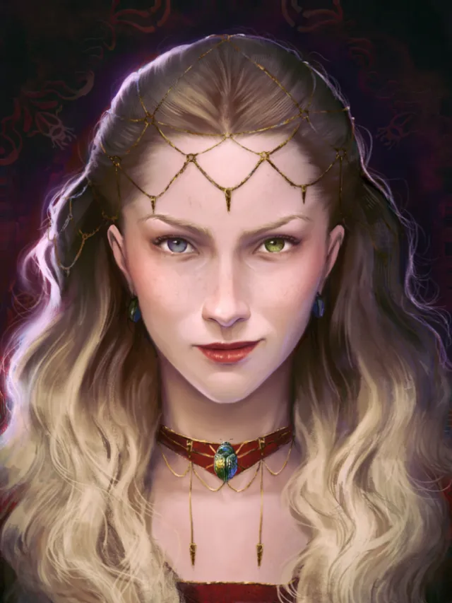 Digital fantasy portrait of a blonde woman by Emmeli Markegård