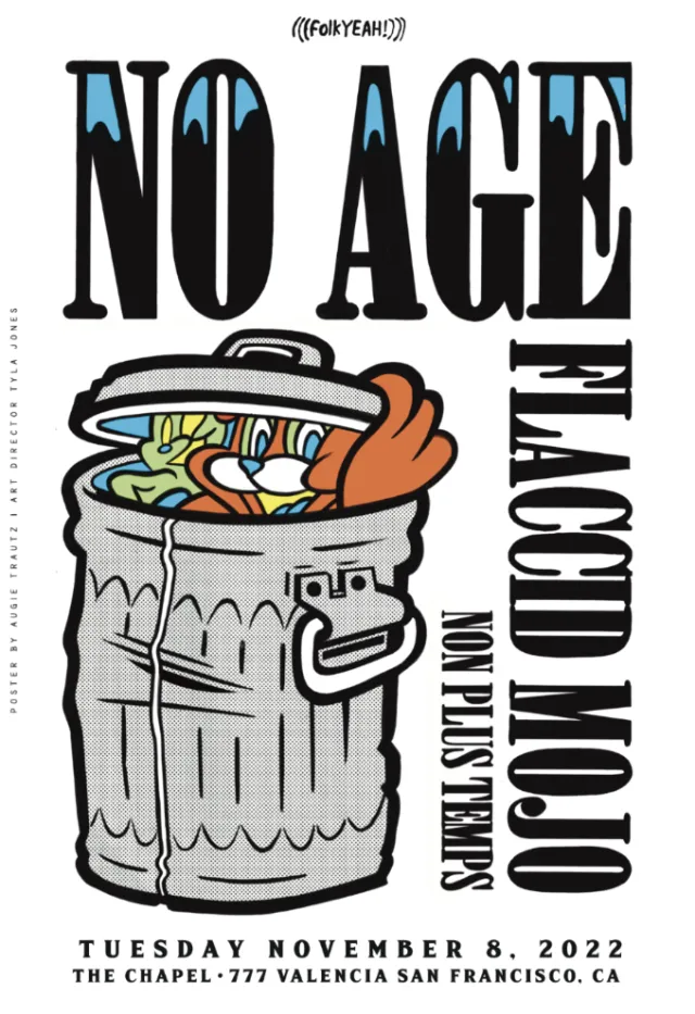 Concert poster for noise rock duo No Age by Augie Trautz