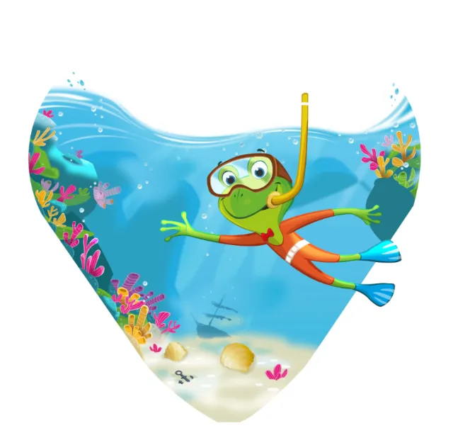 Underwater snorkeling frog with coral and sea creatures by Andreas Besser