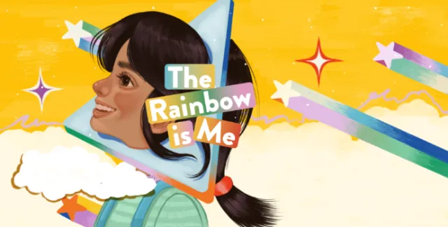 Illustration from The Rainbow Is Me by German Gonzalez featuring a girl and rainbow colors