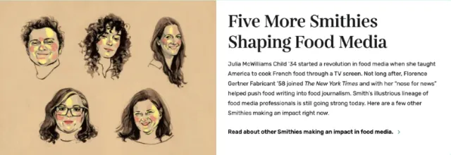 Portraits of five Smith College alumni shaping food media by Maki Yamaguchi