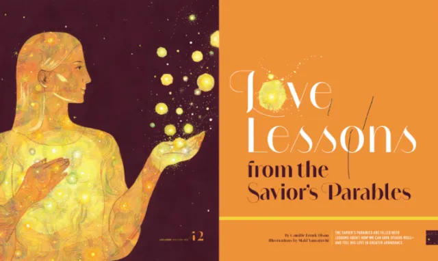 Illustration of woman with glowing lights, inspired by Savior's parables by Maki Yamaguchi