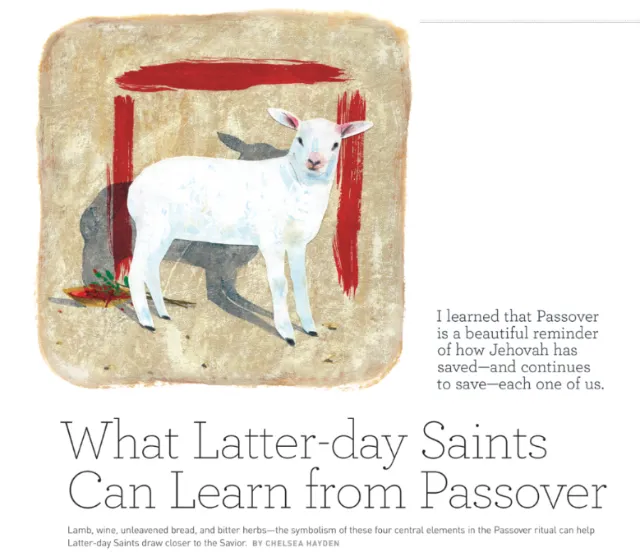 Illustration of a white lamb with red frame, artwork by Maki Yamaguchi