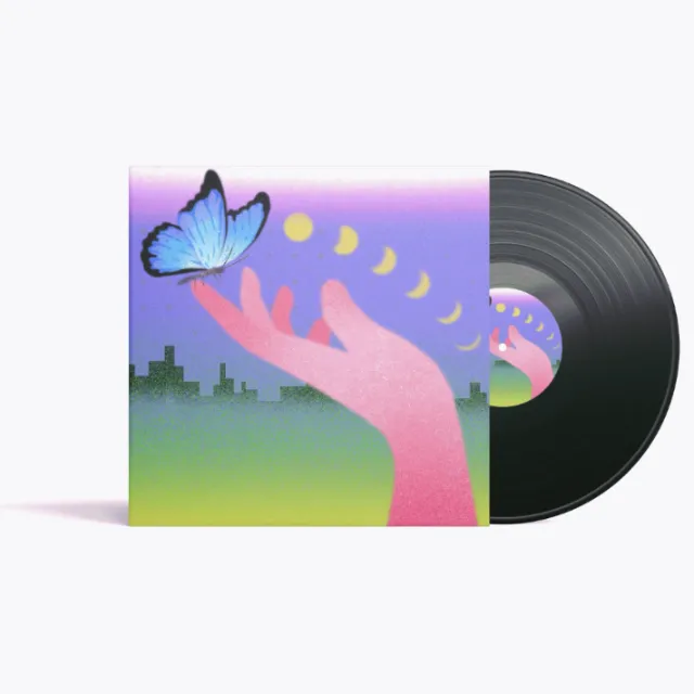 Vinyl record cover showing hand releasing butterfly by Oliver Li