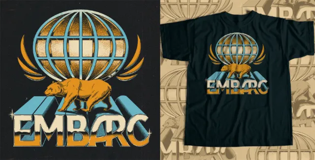 Hand-lettered Embarc logo with globe and bear by Philipp Beck
