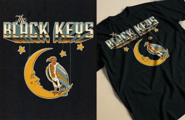 The Black Keys merch with moon and vulture design by Philipp Beck