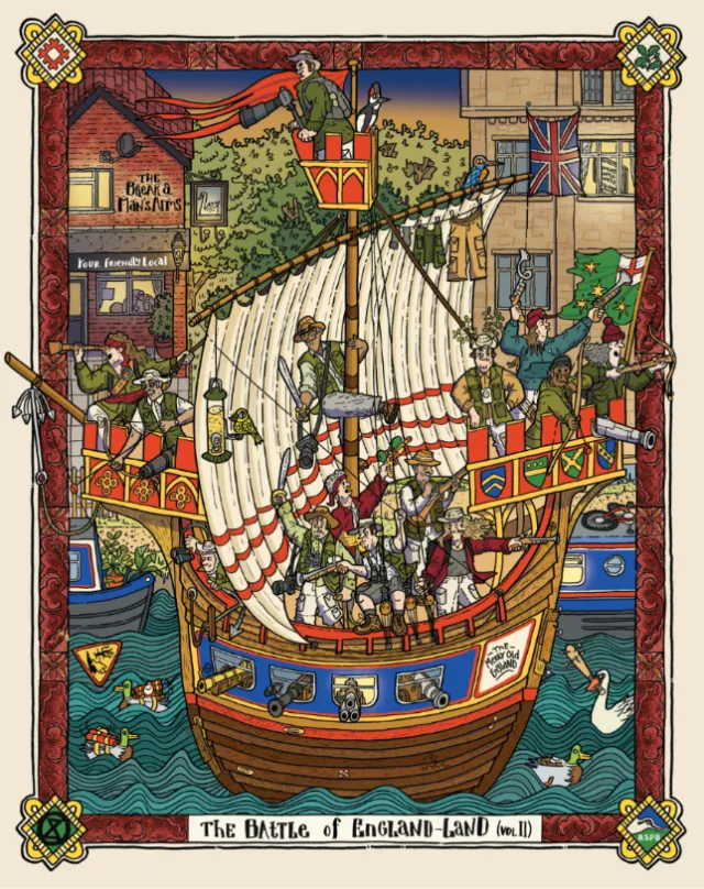 Detailed medieval-style ship battle scene by Jack Sweet