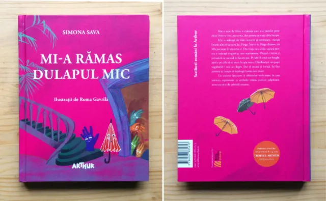 Book cover showing illustrated sock, glove, and umbrella characters, artwork by Roma Gavrila