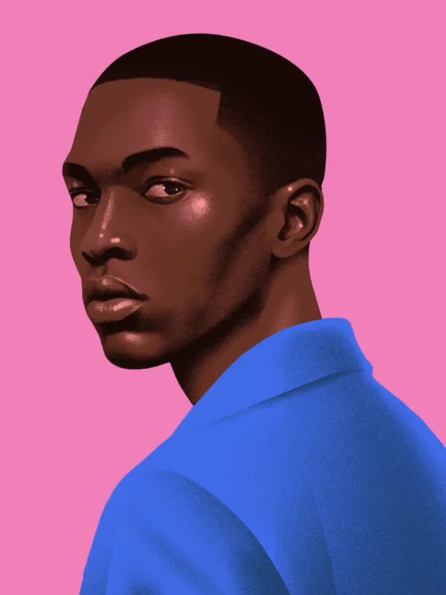Digital portrait of a man in blue jacket by Andrei Nicolescu