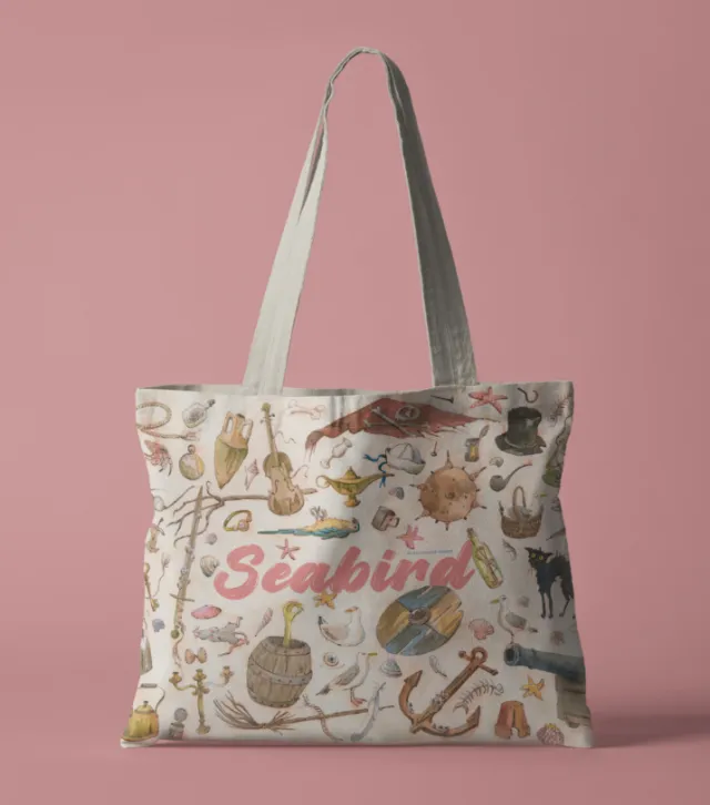 Tote bag with pirate themed illustrations by Marieke Nelissen