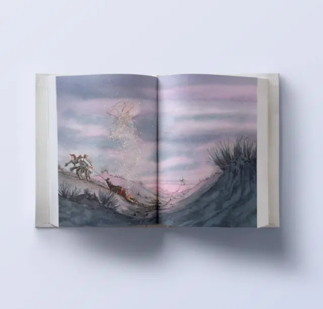 Illustration of ghostly sea captain over misty coastal landscape by Marieke Nelissen