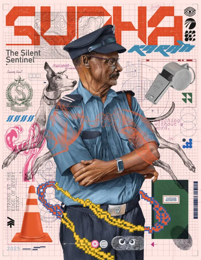 Security guard in uniform with whistle by Muhammed Sajid
