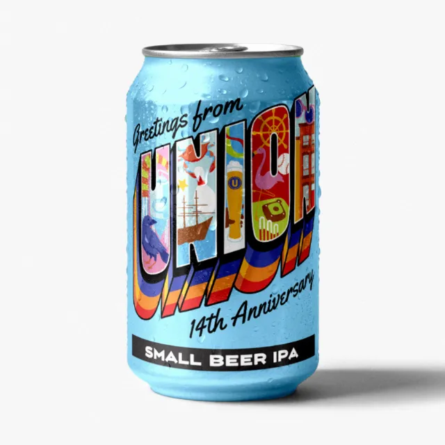 Small Beer IPA 14th Anniversary can design by Alissandra Seelaus