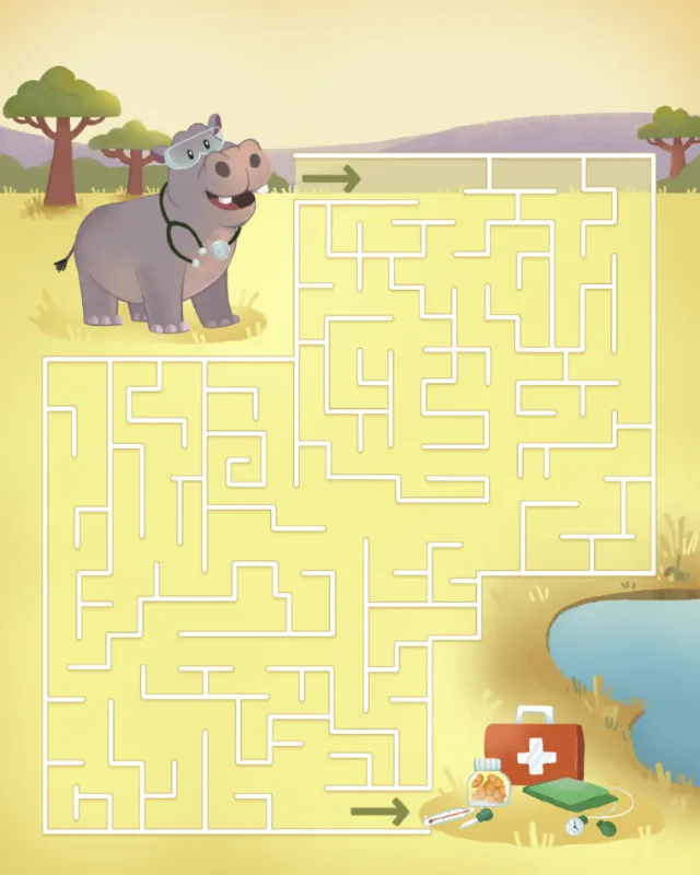 Maze where Doctor Hippo searches for a medical kit, by Shiane Salabie