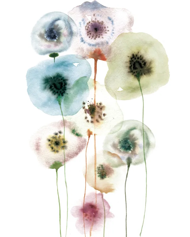 Delicate translucent watercolor flowers with soft pastel tones by Nadia Flower