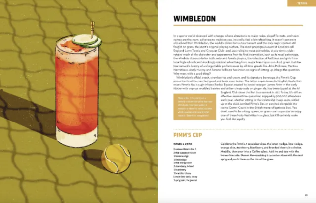 Illustration of Pimms Cup cocktail and Wimbledon text by Heedayah Lockman