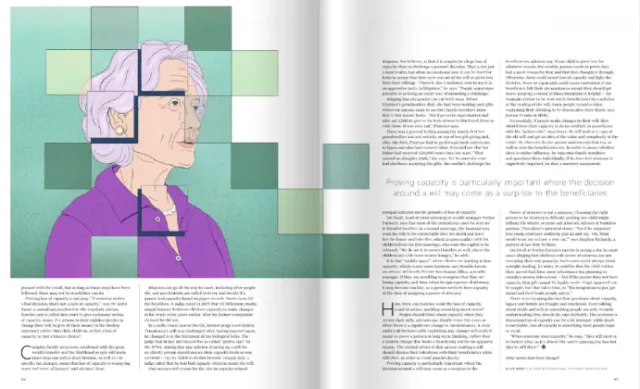 Debs Lim illustration of an older woman in a Financial Times feature