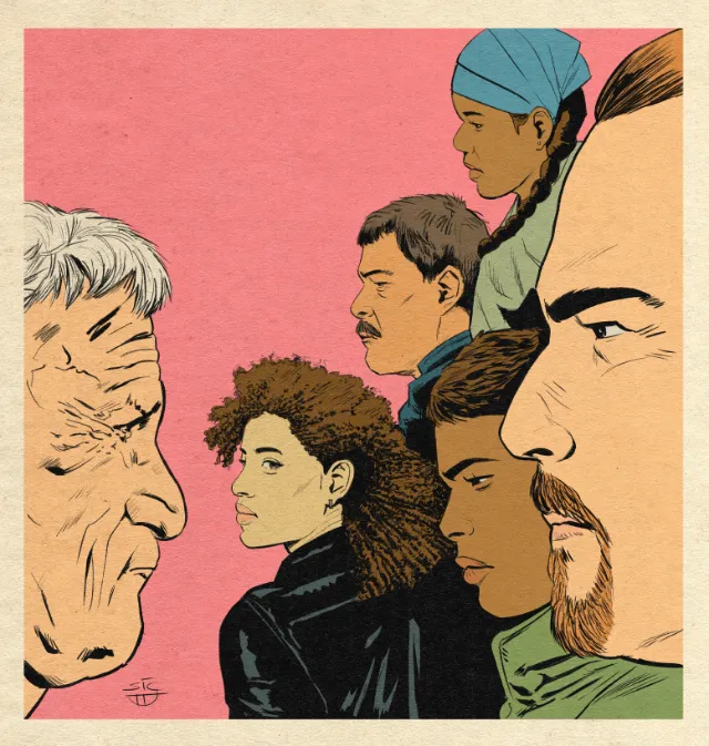 Portrait illustration of several people by Sic Monkie