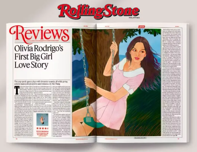 Koalanov illustration of Olivia Rodrigo on a Rolling Stone Reviews cover