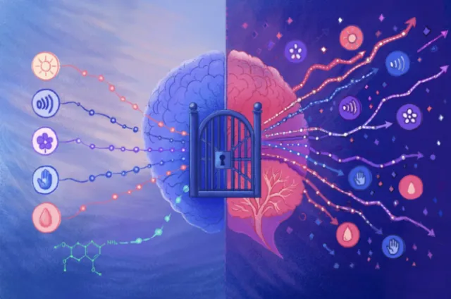 Li Zhang illustration of a caged brain surrounded by colorful digital networks