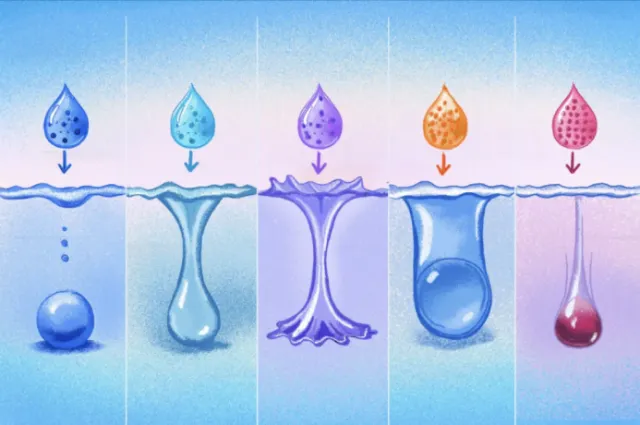 Li Zhang artwork showing colorful droplets above translucent vessels