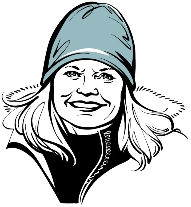 Illustration by Kathryn Rathke of a smiling woman in a knit cap