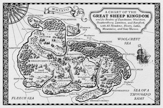 Fantasy map of the Great Sheep Kingdom by Svetlana Molodchenko