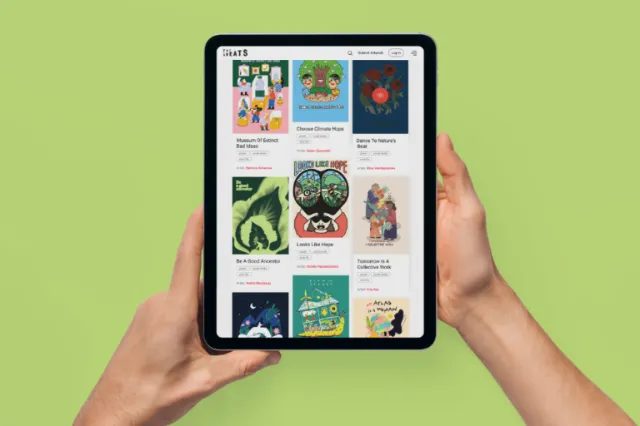 Andrei Nicolescu artwork displayed in a tablet held against a green background