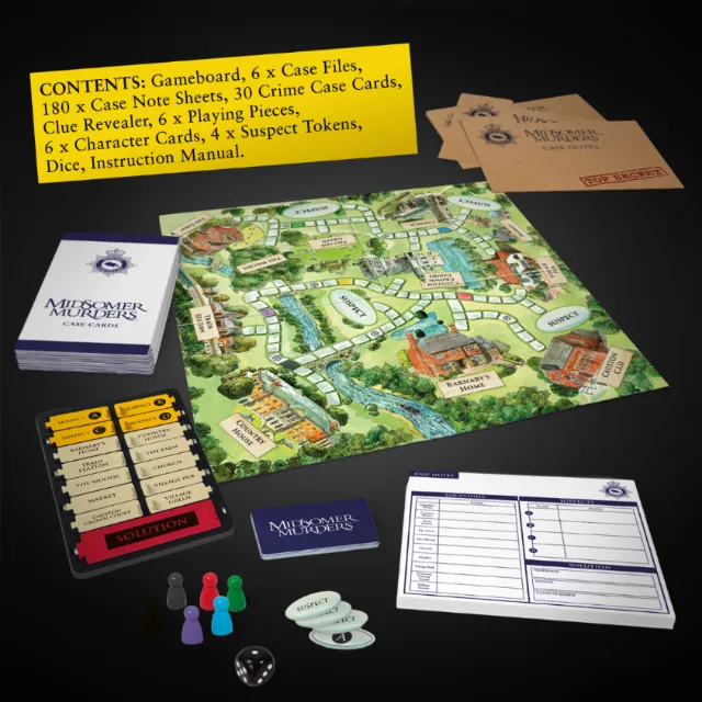 Liam O'Farrell's Midsomer Murders board game with map and game pieces