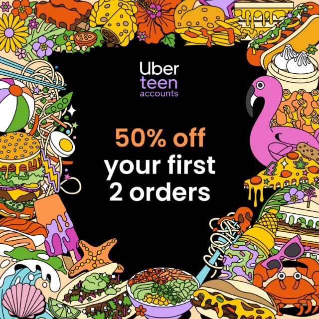 Season of Victory illustration for Uber teen accounts with 50% off first two orders