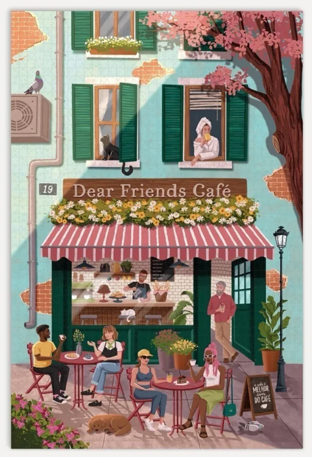 Camila Gray illustration of Dear Friends Cafe with patrons dining outdoors