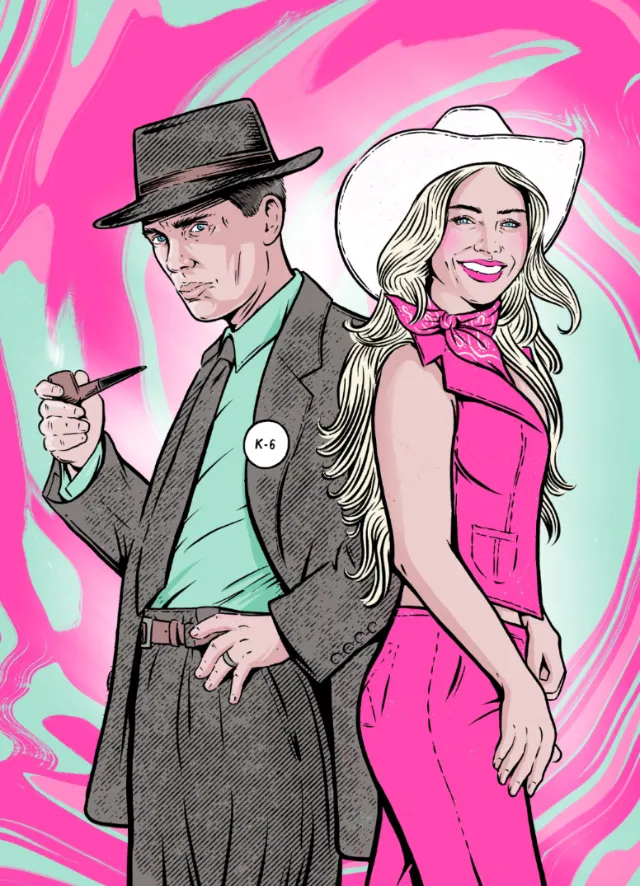 Cat Sims illustration of a fashionable couple in vintage-inspired clothing