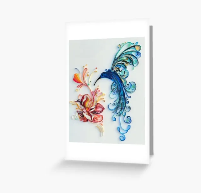 Glimpsecraft floral artwork with curling blue and red botanical forms in a white frame