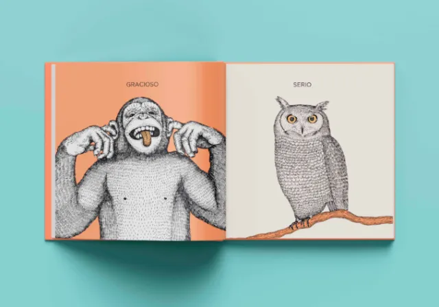 Angela Salerno illustration of a monkey and owl in an open book