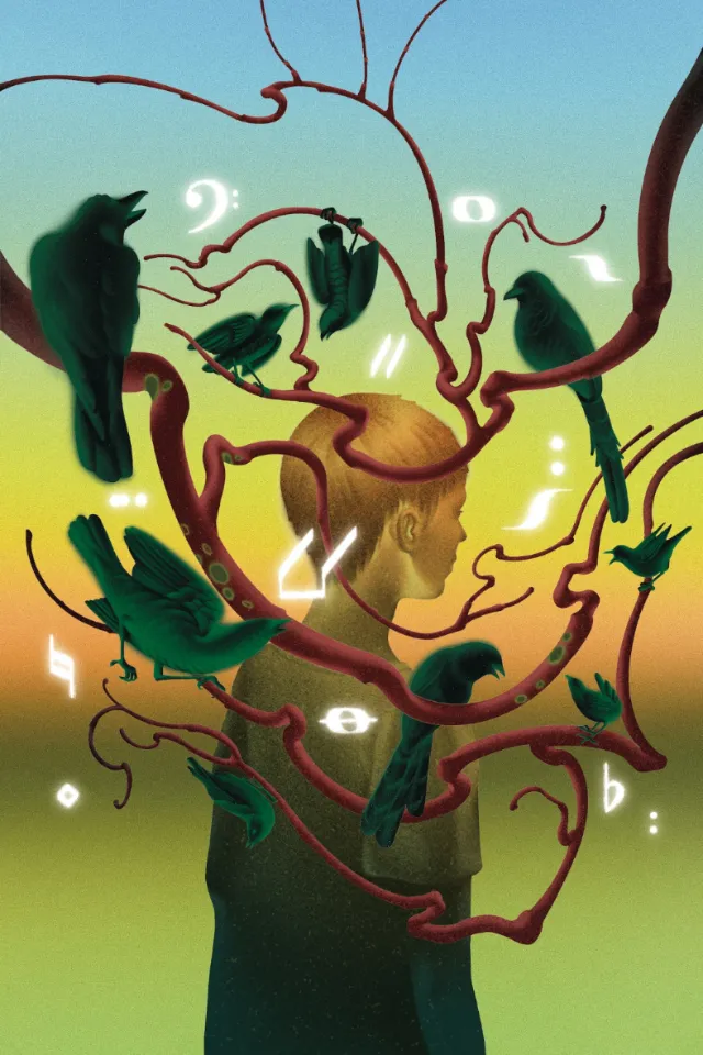 Surreal tree with birds by Wenjing Yang