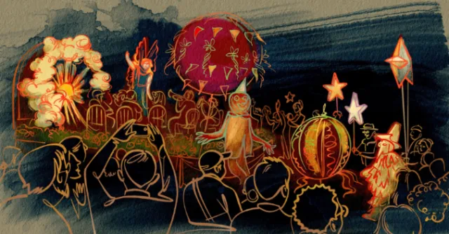 Festival in Oaxaca illustrated by Kathryn Rathke