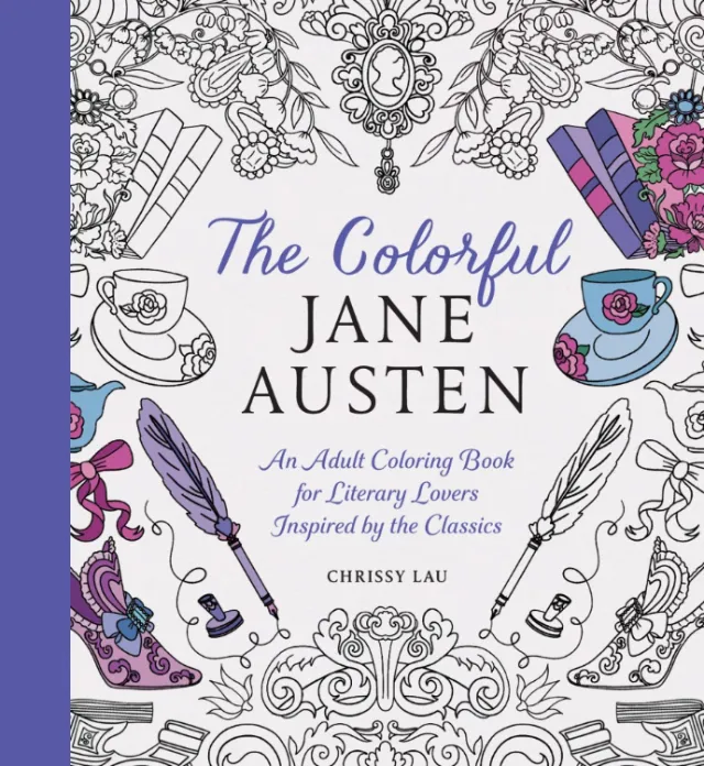 Book cover of The Colorful Jane Austen by Chrissy Lau with ornate floral illustrations.