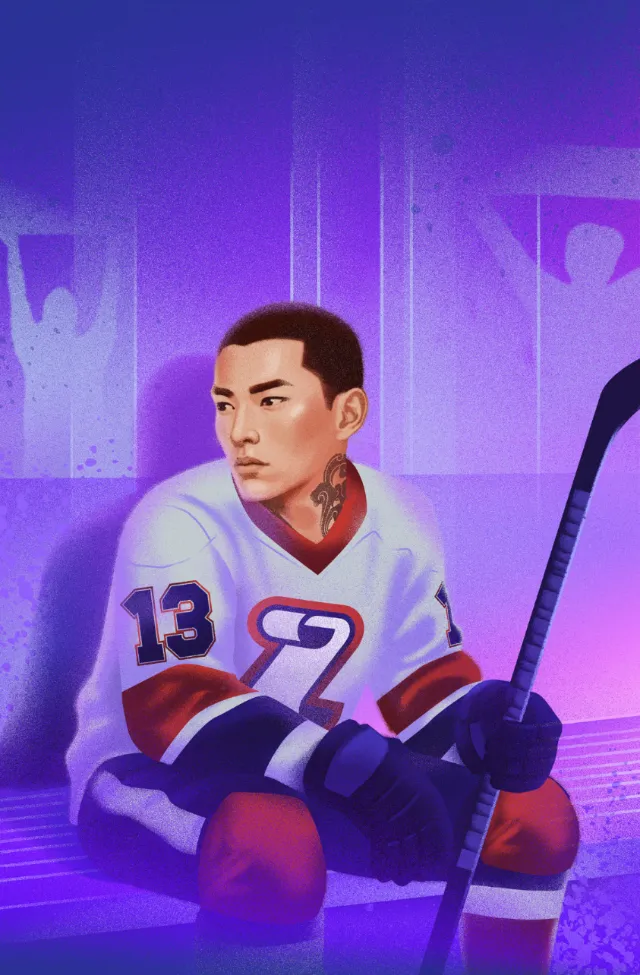 Andrei Nicolescu illustration of a hockey player in a number 13 jersey