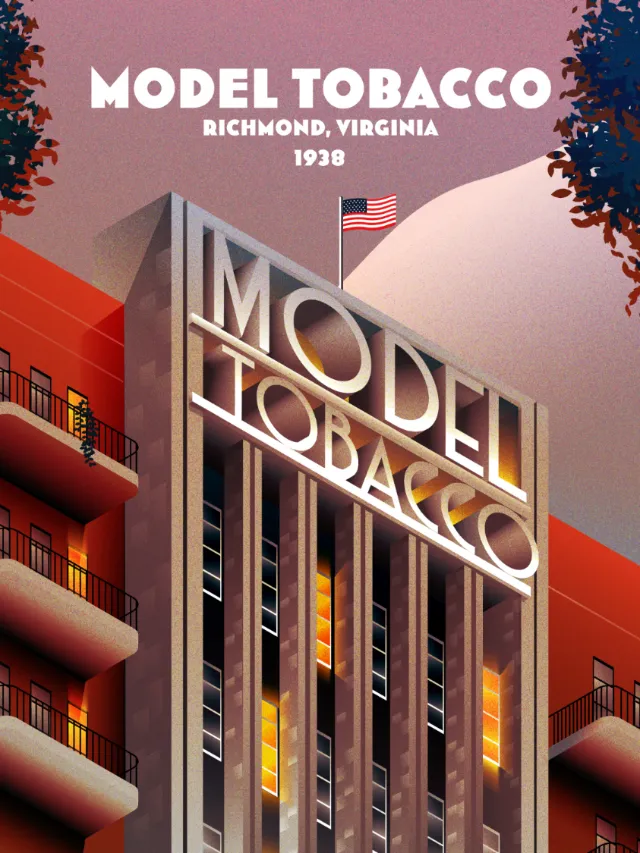 Dongkyu Lim illustration of Richmond's Model Tobacco building