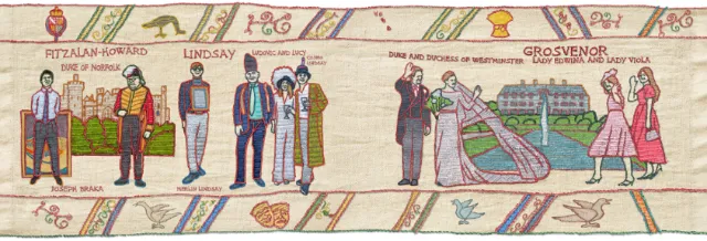 Historical costume figures in a decorative strip by Bob Venables