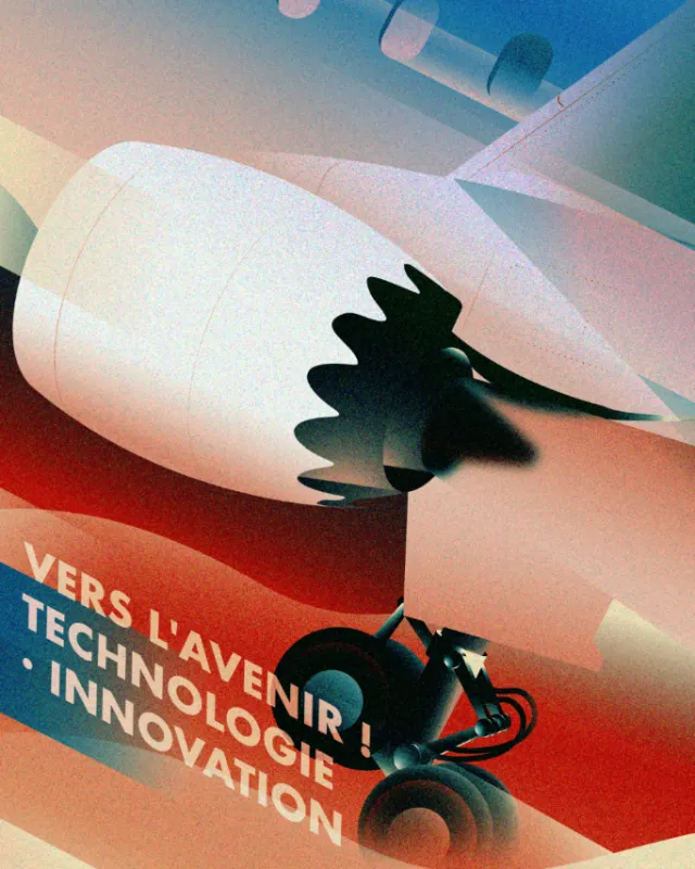 Art Deco-inspired jet engine poster by Dongkyu Lim