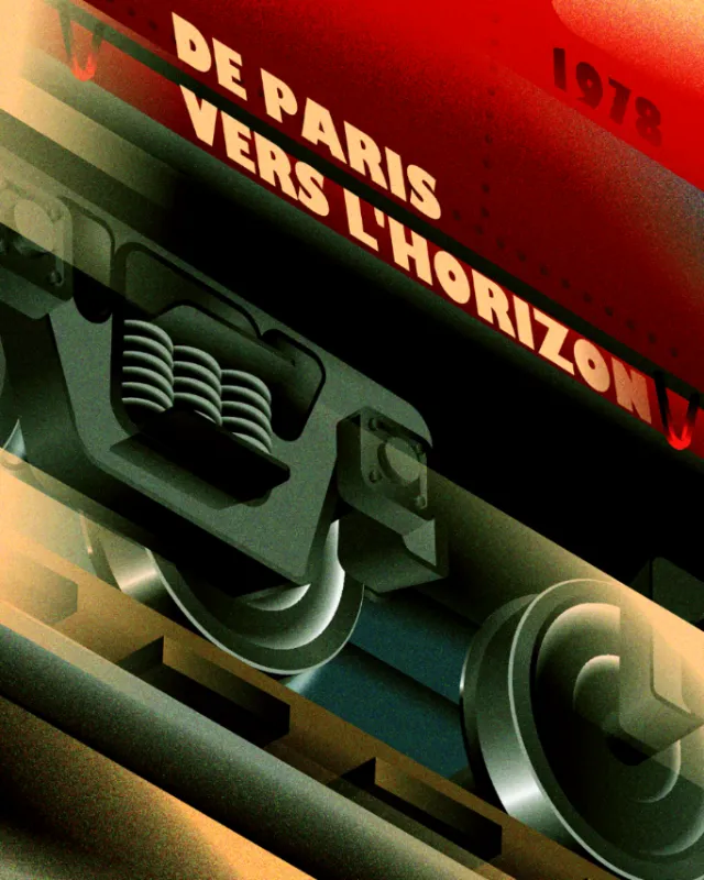 Art Deco train illustration by Dongkyu Lim with French text and 1912