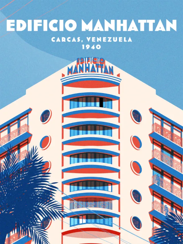 Illustration by Dongkyu Lim of Edificio Manhattan in Caracas, Venezuela