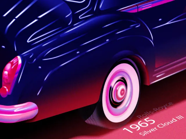 Dongkyu Lim illustration of a reflective 1965 Rolls-Royce Silver Cloud III