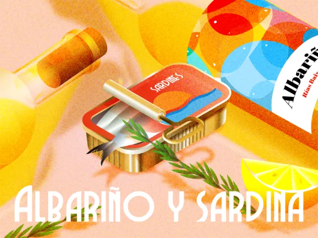 Albariño and sardine illustration by Dongkyu Lim