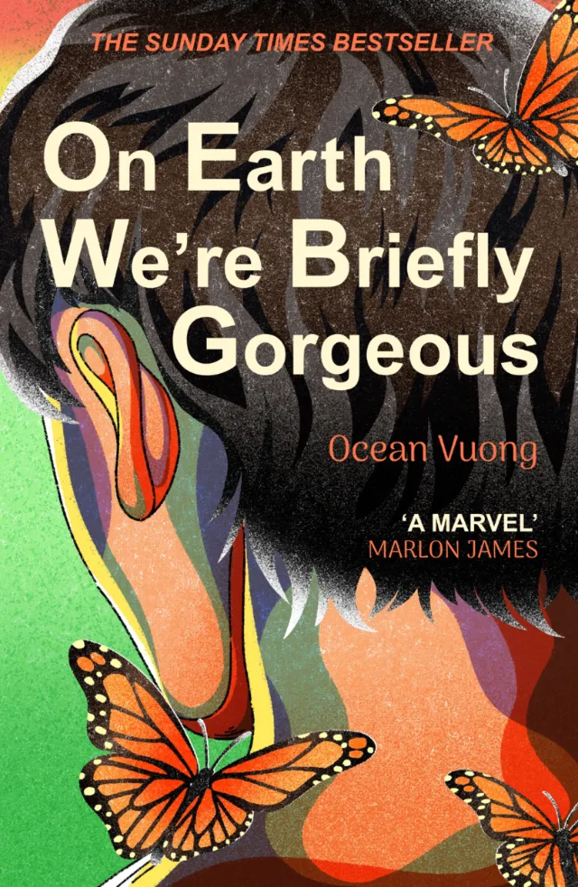 Oliver Li illustration of On Earth We’re Briefly Gorgeous book cover with butterflies